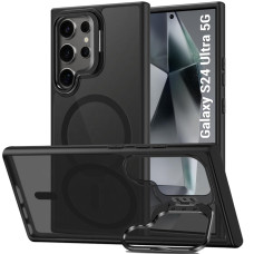 TheGiftKart Hybrid Matte Frosted Back Cover Case for Samsung Galaxy S24 Ultra 5G Compatible with MagSafe | Built-In Stand | ShockProof Hard Cover for Samsung S24 Ultra 5G (PC & TPU, Translucent Black) TheGiftKart Hybrid Matte Frosted Back Cover Case for Samsung Galaxy S24 Ultra 5G Compatible with MagSafe | Built-In Stand | ShockProof Hard Cover for Samsung S24 Ultra 5G (PC & TPU, Translucent Black)