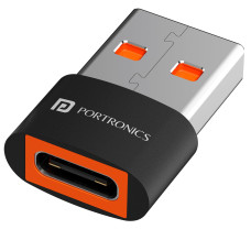 Portronics Bridge X USB 3.0 Type C Female to USB Male OTG Adapter, 5Gbps High Speed Data Transfer, Fast Charging, Compatible with Laptops, Tablets, Smartphone, Chargers and More Devices(Black) Portronics Bridge X USB 3.0 Type C Female to USB Male OTG Adapter, 5Gbps High Speed Data Transfer, Fast Charging, Compatible with Laptops, Tablets, Smartphone, Chargers and More Devices(Black)
