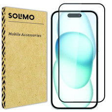 Solimo Tempered Glass Screen Protector for iPhone 15 with Edge-to-Edge Coverage | Easy Installation Kit (Black)
