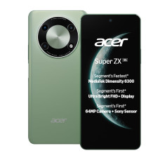 Acer Super ZX 5G (Cosmic Green, 4GB RAM, 128GB Storage) | 120 Hz FHD+ Display | 5000 mAh Ultra-Thin Battery | Dimensity 6300 5G Processor | Sony 64MP AI Camera