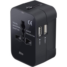rts Universal Travel Adapter, International All in One Worldwide Travel Adapter and Wall Charger with USB Ports with Multi Type Power Outlet USB 2.1A,100-250 Voltage Travel Charger (Black) rts Universal Travel Adapter, International All in One Worldwide Travel Adapter and Wall Charger with USB Ports with Multi Type Power Outlet USB 2.1A,100-250 Voltage Travel Charger (Black)